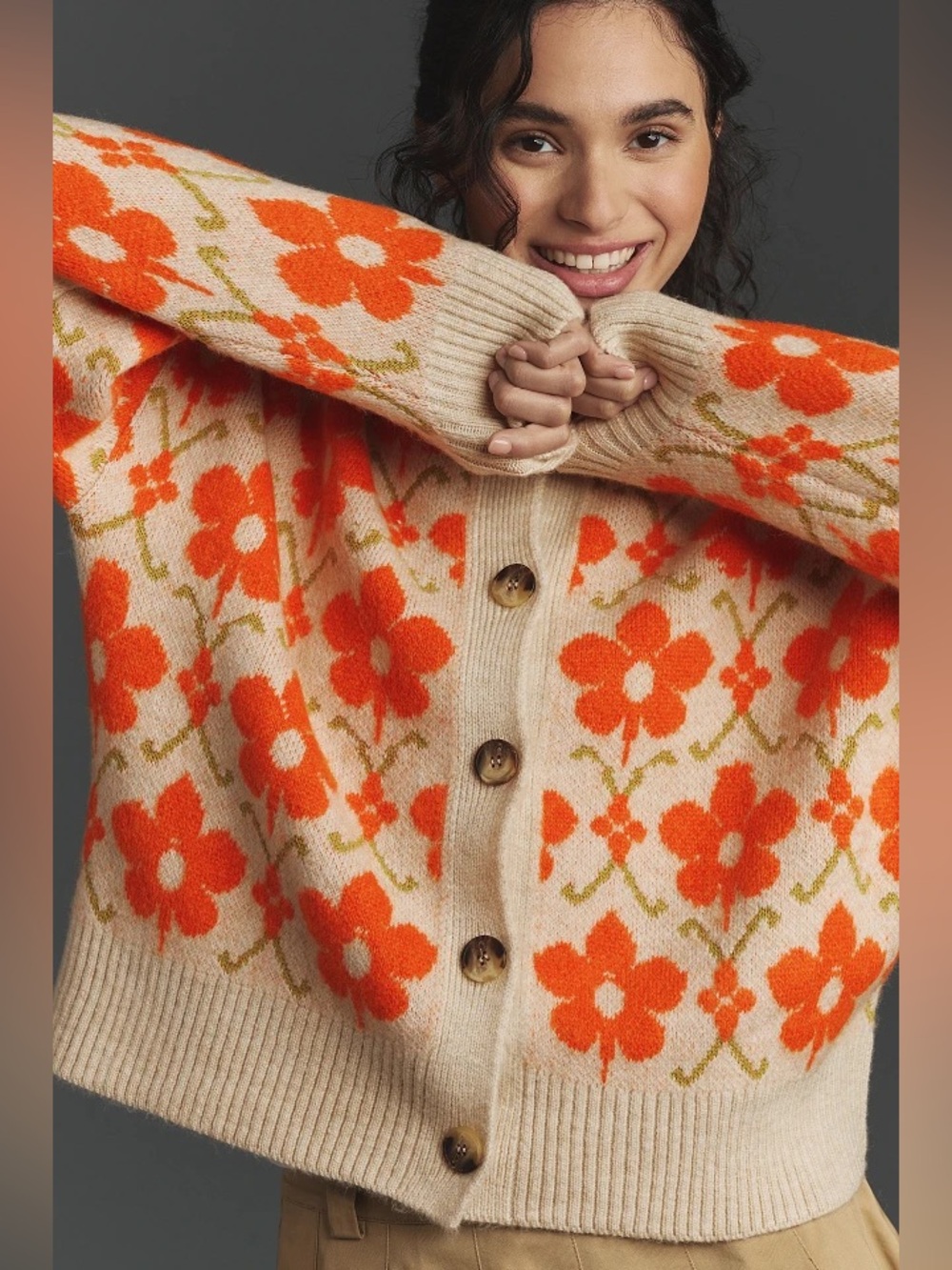 Anthropologie Maeve Graphic Intarsia Cardigan Sweater NWT (retail tag mis marked